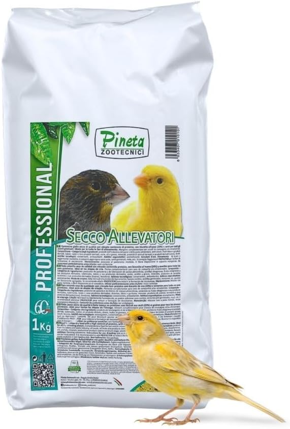 Secco Allevatori by Pineta Zootecnici Canary Food 1Kg – Protein Dry Yellow Egg Food for Exotic Bird Egg Nutrition, Bird Breeding Formula, for Finch Breeding and Molting Season Diet