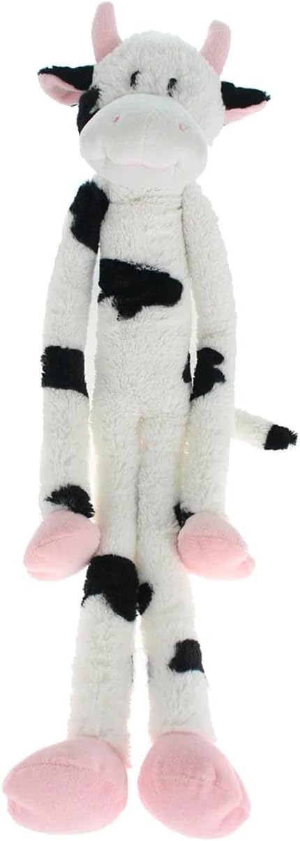 Large Extra Long Legs Over Sized Plush Animal Themed Dog Toys 27 inch Multiple Squeakers (Black and White Cow)