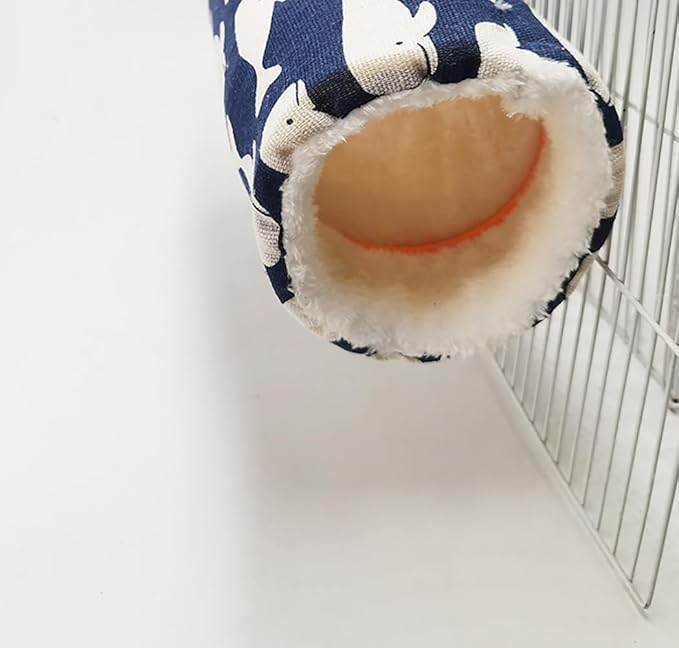 2 Pack Hammock Warm Plush Tunnel Birds Cage Accessories for Small Pet Parrot Hamster (Medium, Blue)