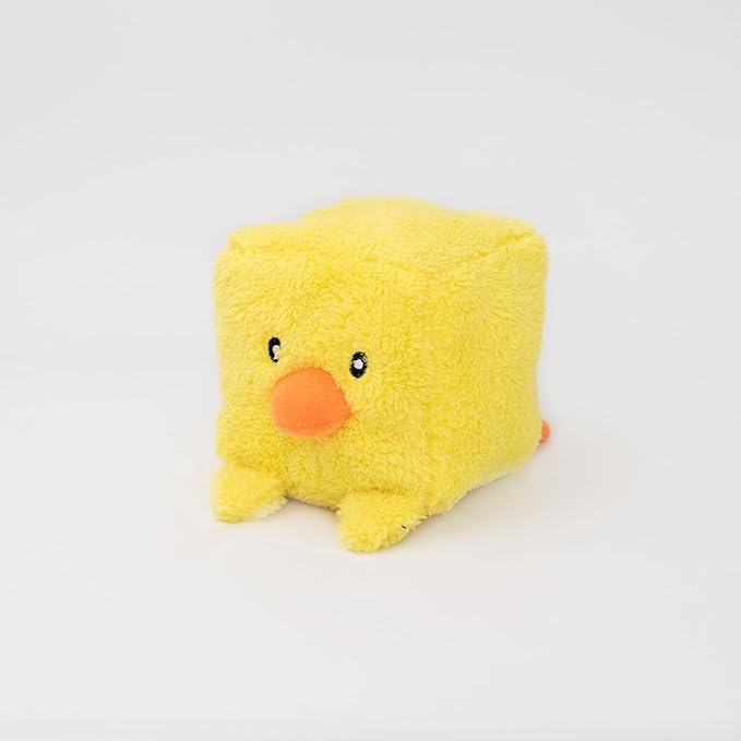 ZippyPaws - Squeakie Blocks, Stuffing Squeaky Plush Dog Toy, Square Shape for Endless Fun - Duck