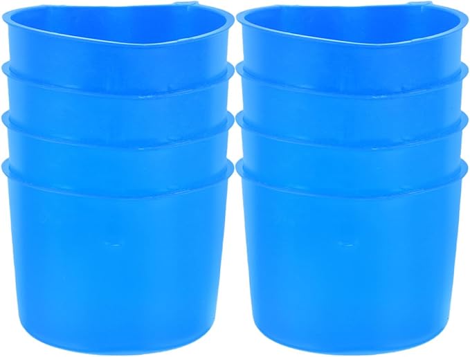 8pcs Hanging Pet Water Cups and Food Bowls for Small Animals, Thickened Plastic Rabbit and Bird Cage Feeders, 8.3x8.3x6cm, Suitable for Chicken Coops and Kennels
