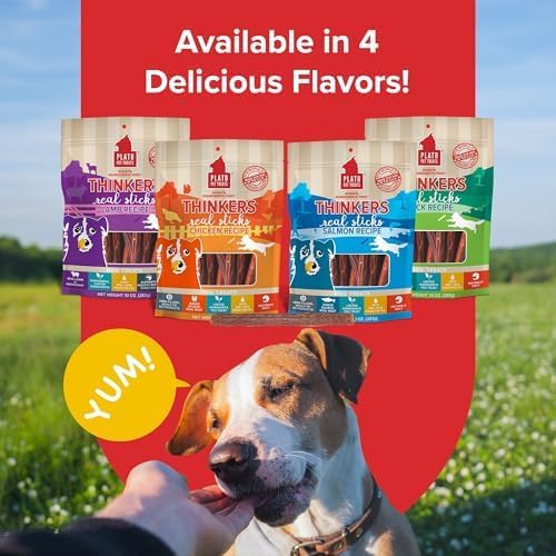 PLATO Pet Treats Thinkers - Meat Stick Treats for Dogs - Limited Ingredient Dog Treats with EPA and DHA to Support Skin, Coat, and Brain - Air-Dried Dog Treats - Thinkers Chicken 18oz - 2 Pack