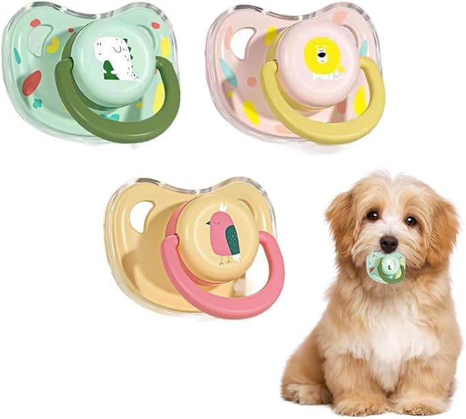 3pcs Pet Dog Silicone Pacifier, Cat Pets Teeth Gringding Toys Pacifier Chew Toy Pet Silicone Pacifier, Chew Toys for Small Dogs, Cat Pacifier for Kittens, Puppy Pacifier for Small Dogs (Medium)