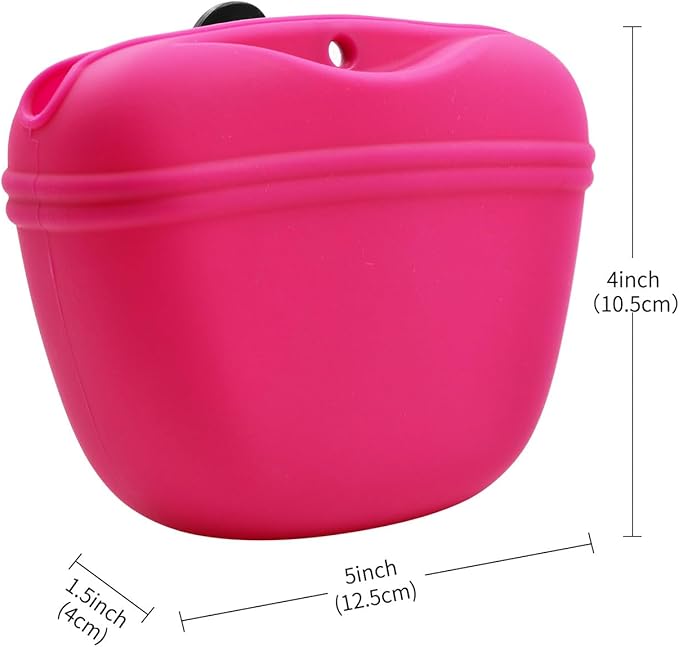 AUDWUD Silicone Dog Treat Pouch,With Dog Training Clicker,Clip on Portable Training Container,Convenient Magnetic Buckle Closing and Upgraded Waist Clip for Enhanced Stability