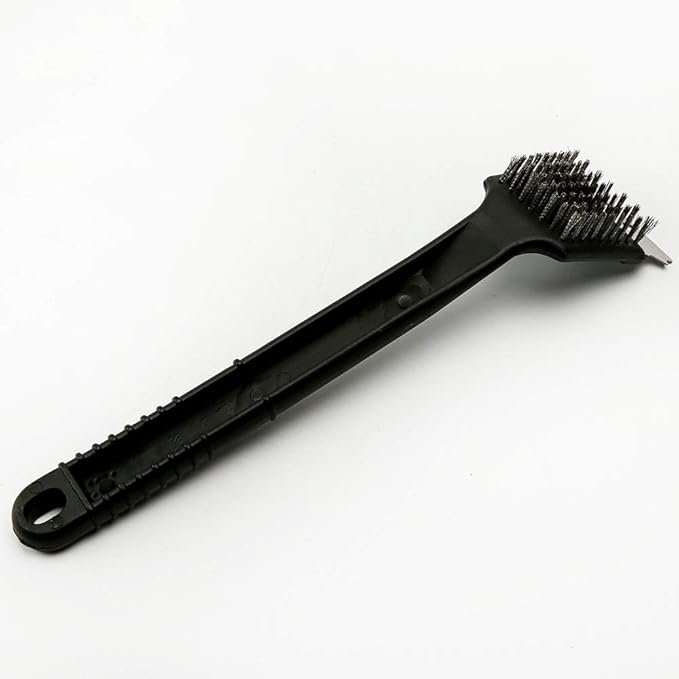 Stainless Steel Bird Droppings Cleaning Brush with Scraper, Long Handle Birdcage Cleaner Tool for Parrot Pet Cage Accessories, Poop Remover(Black)