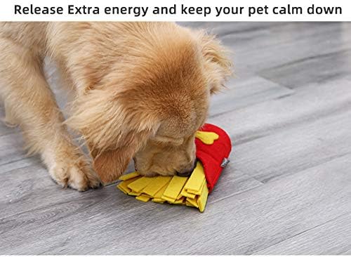 Pet Snuffle Mat for Dogs Cats Boredom, Dog Educational Sound Toys, Interactive Feed Game Toys, Encourages Natural Foraging Skills for Cats Dogs, Stress Relief, be Smarter (French Fries)