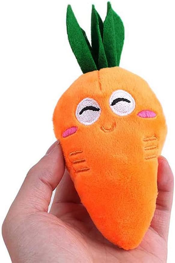 4 Pcs Soft Dog Toys Cute Carrot Plush Chew Squeaker Plush Dog and Cat Toys with Multi-Squeaks Sound Pet Puppy Supplies