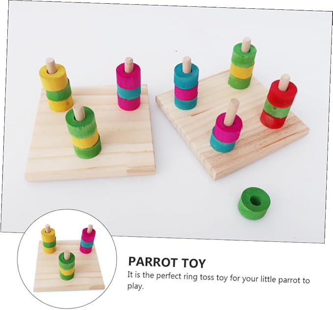 Milisten Parrot Ring Toss Toy Bird Cage Accessories Educational Bird Toy for Parakeets Conures
