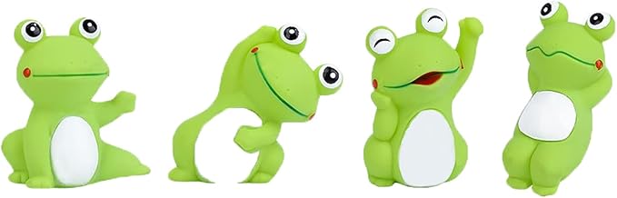 Volacopets 4 Cute Frog Puppy Squeak Toys Latex Float Water Pool Dog Toys Squeaky for Small Breed Soft Fetch Interactive Play pet Toys, Green