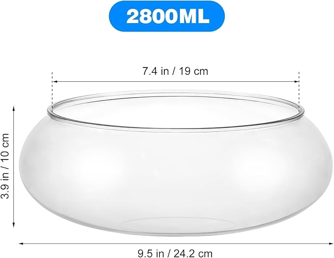 Transparent Aquarium Tank 0.74 Gallon Desktop Betta Fish Bowl for Home Office Decor Clear Acrylic Shallow Fish Tank for Plants and Aquatic Pets