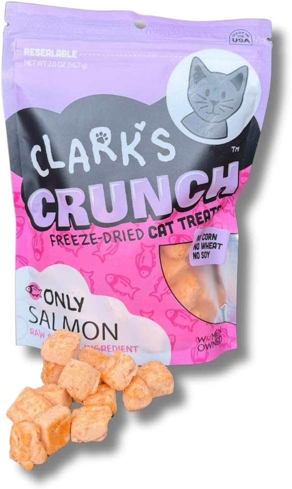 | Freeze Dried Cat Treats | Salmon Bites, Single Protein | Premium Quality | Grain Free Training Treats for Cats, 2 oz Pouch