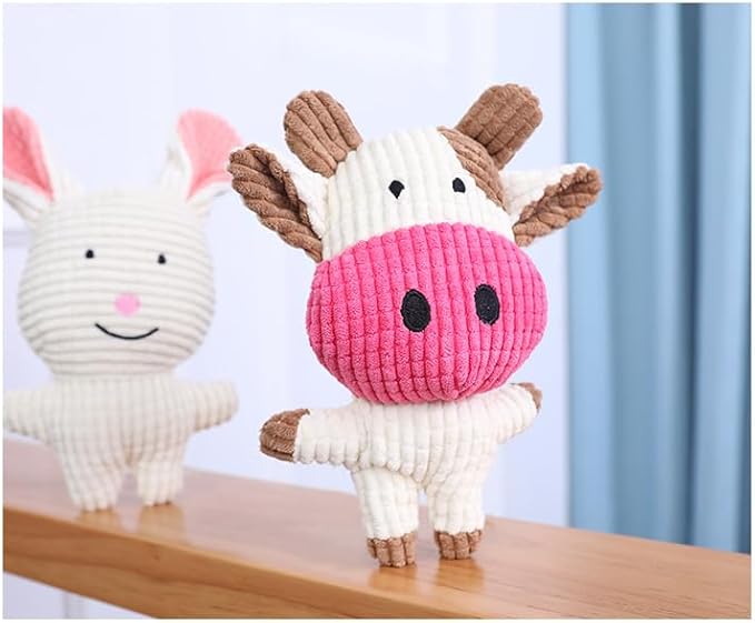Plush Squeaky Pet Toy - Cute Animal Design Dog & Cat Toy - Soft & Durable Chew Toy for Interactive Play & Self-Entertainment (Rabbit)