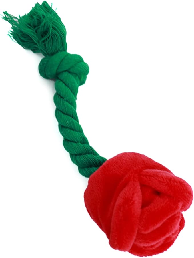 Interactive Stuffed Dog Chew Toy for Small and Medium Dogs Plush Squeak Toy Rose Flower Reducing Boredom & Anxiety