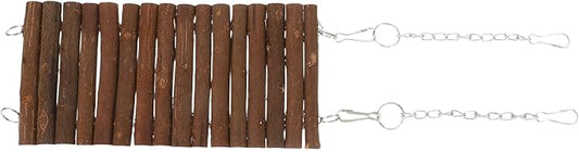 Wooden Parrot Swing Hanging Bird Tunnel with Hook Small Natural Wood Chew Tunnel for Bird Cages Interactive Cage Accessory for Parakeets Cockatiels