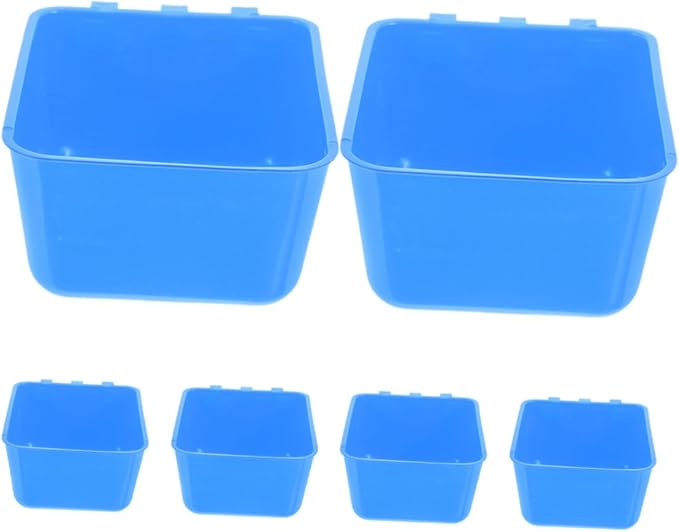 Totority 6pcs Hanging Rabbit Water Bowl and Bird Cage Feeder 12.5x9.5x6CM Sturdy PET Feeding Cup for Small Animals for Chicken Coop and Bunny Cages