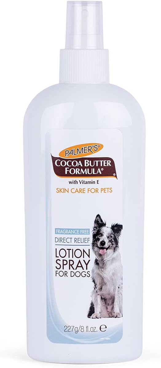 Palmer's for Pets Cocoa Butter Formula Dry Skin Relief Spray for Dogs, Direct Spray-On Lotion with Vitamin E to Soothe Dry and Itchy Skin, No-Mess Application, 8 Fl Oz