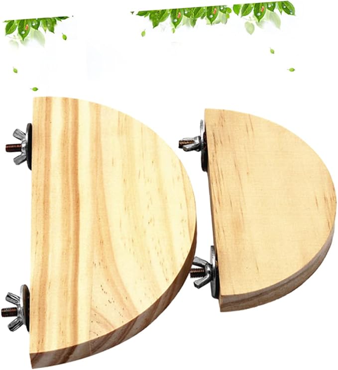 2 Pcs Parrot Wood Semicircle Stands for Small Animals Hamster Platform Jumping Board Sturdy PET Bird Cage Accessories