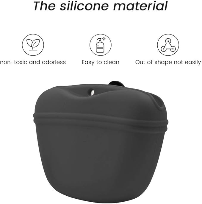 AUDWUD Silicone Dog Treat Pouch,With Dog Training Clicker,Clip on Portable Training Container,Convenient Magnetic Buckle Closing and Upgraded Waist Clip for Enhanced Stability