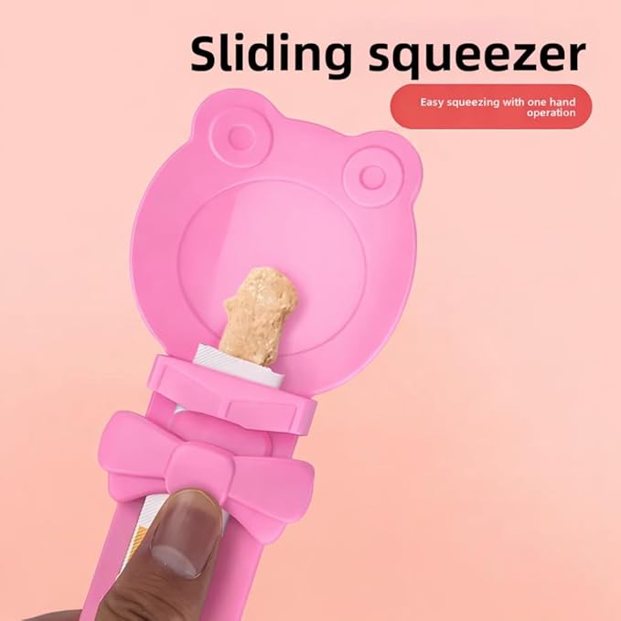 Purée Pops + Pink Feeding Spoon, Grain-Free, Lickable, Squeezable Creamy Cat Treat/Topper, 10 Tubes, Chicken and Seafood Mix Variety