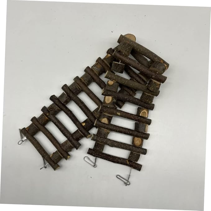 BESPORTBLE Hamster Wooden Ladder for Parakeets Natural Climbing Toy for Birds Pet Bird Cage Accessories Hook for Exercise and Play Stimulates Motor Skills and Keeps Pets Active