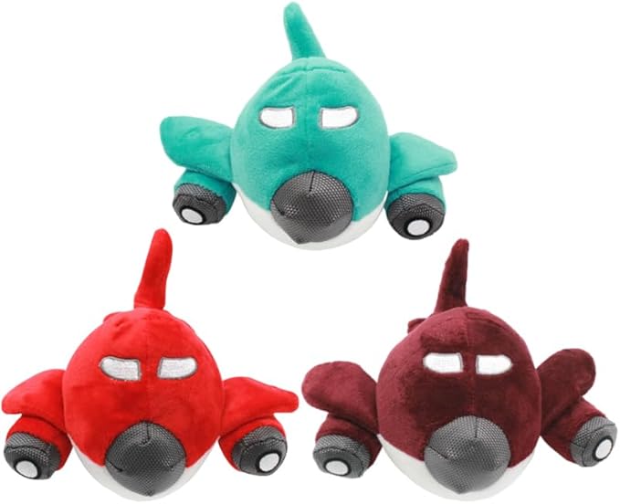 Angoily Plane Shape Squeaky Dog Chew Toy 7.87 Inch Interactive Pet Toy for Teeth Cleaning Bite Resistant Sound Playing Durable Chew for Dogs and Cats