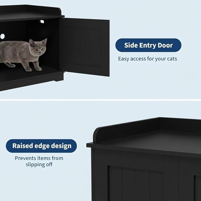Garvee Cat Litter Box Enclosure Furniture Wooden Hidden Litter Box Cabinet Dog Proof Cat Washroom Kitty House with Vent Door