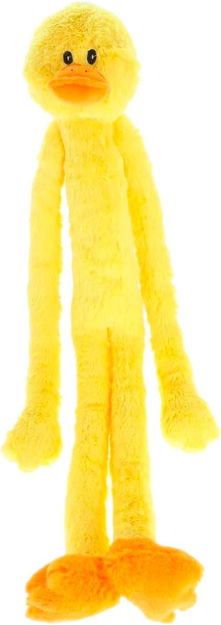 Large Extra Long Legs Over Sized Plush Animal Themed Dog Toys 27 inch Multiple Squeakers (Yellow Duck)