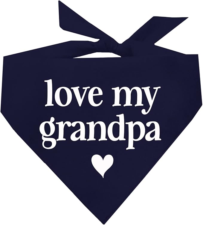 Love My Grandpa Father's Day, Valentine's Day Dog Bandana (426 Navy, X-Small)