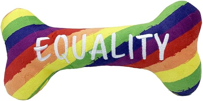 Huxley & Kent for Dogs | Pride Equality Bone (Small) | Rainbow Power Plush Dog Toy with Squeaker | Funny Dog Toy | Cute Dog Toy | H&K Squeaky Dog Toy