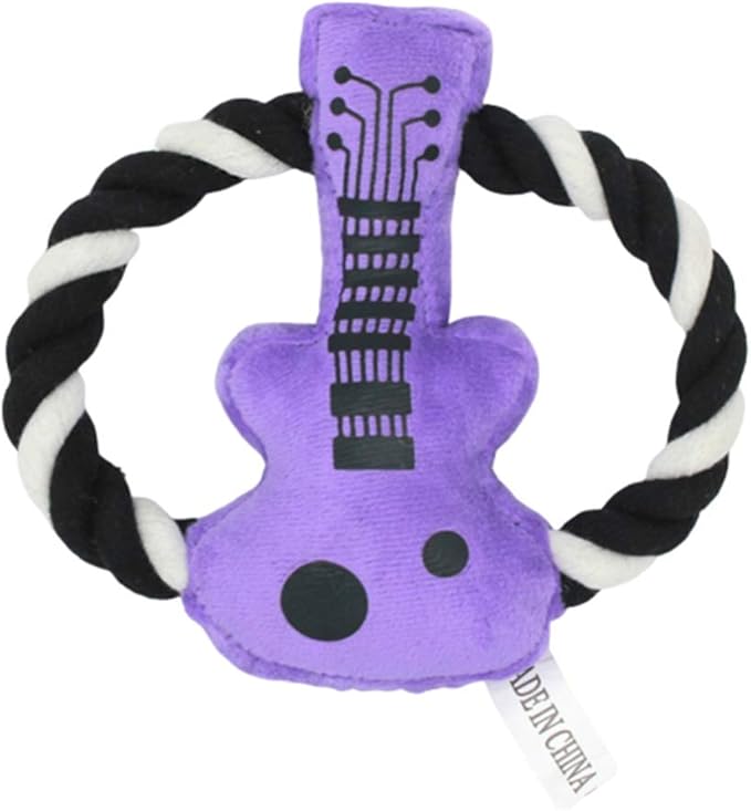 Cotton Rope Plush Guitar Squeaky Bite Toy for Dog Cat