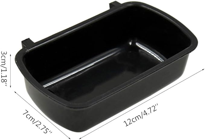 Small Pet Feeding Dish for Case Food Bowl with Hooks Cup Bird Cage Water Bowl for Birds Hamster Puppy Rabbi Black Plastic