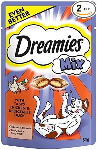 Dreamies Mix Cat Treats Chicken & Duck 60g (Pack of 2)