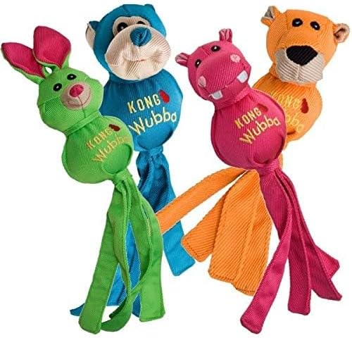KONG Wubba Friends Ballistic Dog Toy - Durable Interactive Squeaky Toy for Dogs, Assorted Colors/Animals, Ideal for Fetch & Tug-of-War (Large)