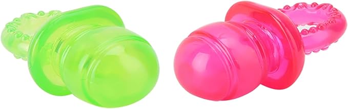 Puppy Pacifier for Small Dogs, 2 PCS Dog Pacifier, Pet Puppy Molar Chewing Training Toys Bite Resistant Rubber Clean Teeth Tools (Red Green) (1)