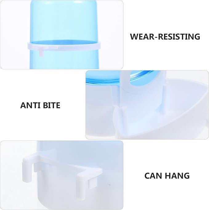 2pcs Automatic Bird Food Feeder and Plastic Hamster Food Dispenser with Waterer for Bird Cages for Parrots and Small Pets Blue
