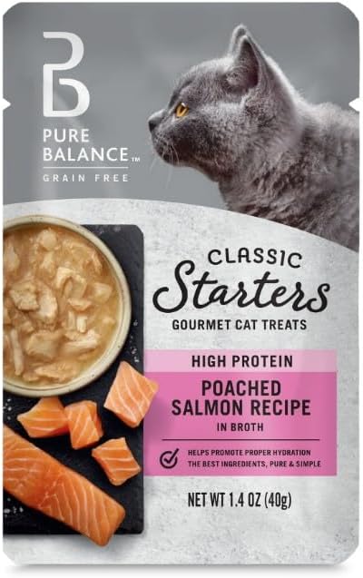 Pure~Balance Starters Cat Treats ~ 1.4 Oz ~ (Pack of 12) ~ Gourmet Poached Salmon, Natural & Healthy Snack