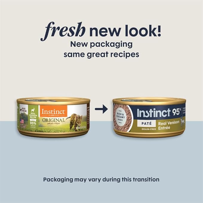 Instinct Pate Entrees, Wet Canned Cat Food, Grain-Free - Real Venison, 5.5 oz. Cans (Pack of 12)