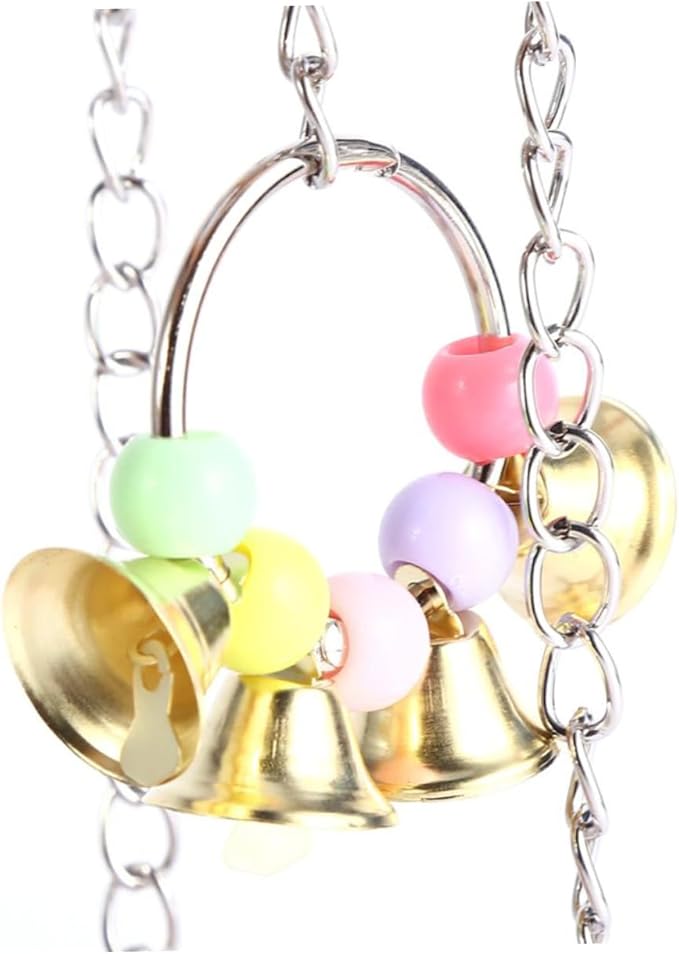 Milisten Wooden Parrot Ladder Swing with Iron Chain PET Hanging Toy for Parrots Hamsters and Small Birds Climbing Accessories for Bird Cages Enriching Plaything for Interactive Play