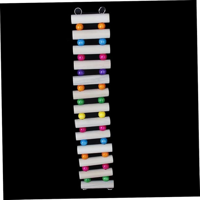 Mikikit 30cm Wooden PET Bridge Ladder Swing Toy for Parrots Birds and Small Animals Sturdy Climbing Accessory with Hooks for Animal Habitat