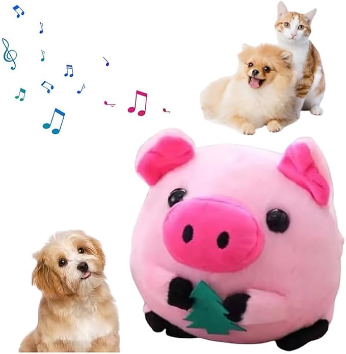 HISKI Active Moving Pet Plush Toy, 2026 Interactive Dog Toys Talking Moving Dog Ball Toy Washable Cartoon Pig Plush Sound Electronic Herding Ball for Dogs Shake Bounce Boredom Toys for Dog, Cats