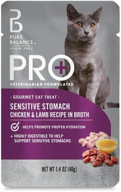 (4 Count) ~ Pure~Balance Pro+ Sensitive Stomach Chicken & Lamb Recipe in Broth, 1.4 Oz.