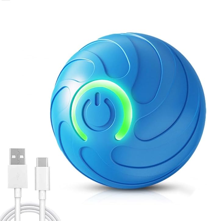 Shaky Ball Toy for Dogs, 2025 Upgrade Automatic Moving Dog Balls Vibrating Dog Balls, Rechargeable Interactive Rolling Dogs Ball Shaking Moving Toy with LED Lights for Cats (Blue)