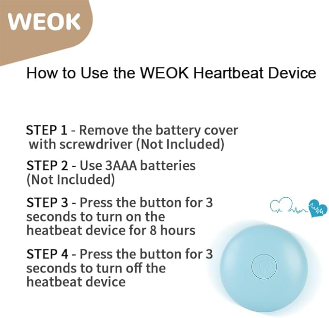 WEOK Puppy Heartbeat Toy, Dog Heartbeat Toy for Separation Anxiety Relief, Puppy Toy with Heartbeat Stuffed Animal Anxiety Calming Behavioral Aid Plush Toy for Dogs Cats Pets (Brown)