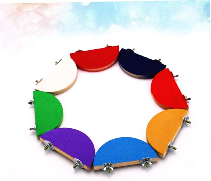 BESPORTBLE 2pcs Semicircle Frosted Wood Parrot Stand Small Animal Platform for Hamsters Gerbils and Birds Easy to Install Random Colors Paw Grinding and Play Area