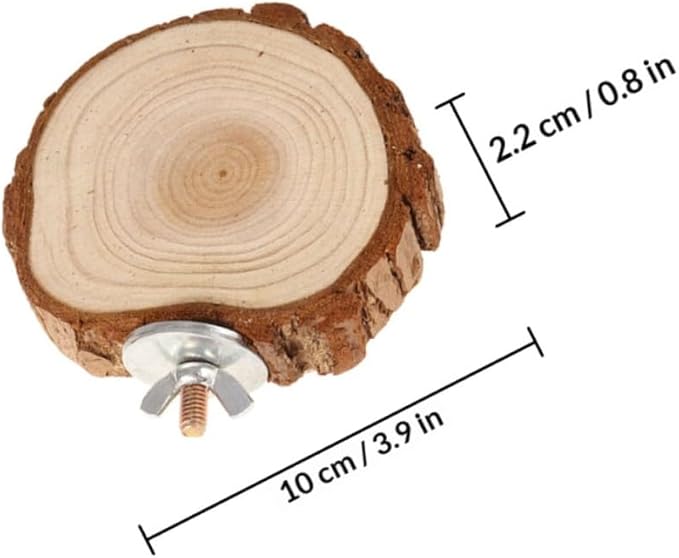 Balacoo 2pcs Wooden Pet Cage Platforms for Hamsters and Guinea Pigs, Natural Wood Perches 8-10cm, Bird Cage Play Stands Suitable for Parrots
