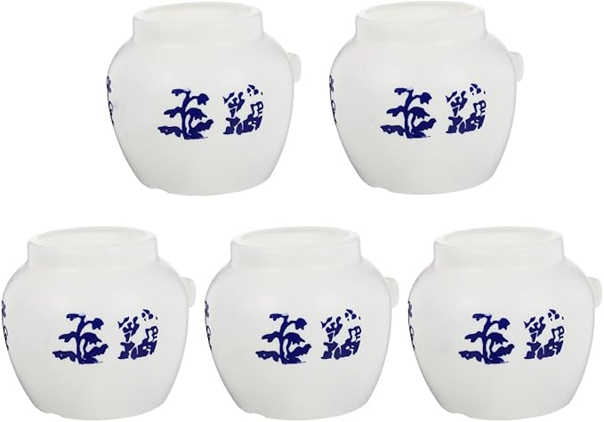 Abaodam 5pcs Large Blue and White Porcelain Style Parrot Food Bowls for Bird Cage Feeding, Round Bird Dish Cups for Parakeets, Cockatiels, and Conures in Pet Supplies