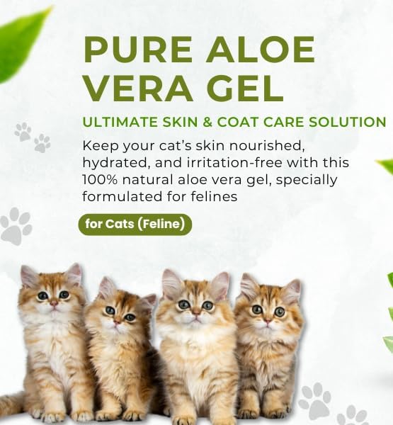 Raslok Aloe Vera Gel for Cats (Feline) 99% Natural, Hydrating Skin & Coat Care – Free from Paraben, Alcohol, Fragrance & Color – 220gm (7.7oz)
