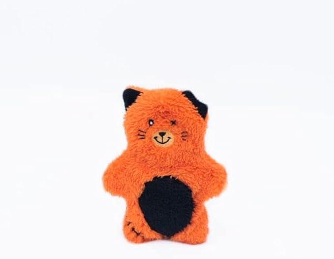 ZippyPaws 2-in-1 Halloween Dog Toy, Soft Plush Outside and Tough Rubber Inside for Aggressive Chewers, Cute Teething Toy for Puppies, No Squeakers for Silent Play - Zombie Cat