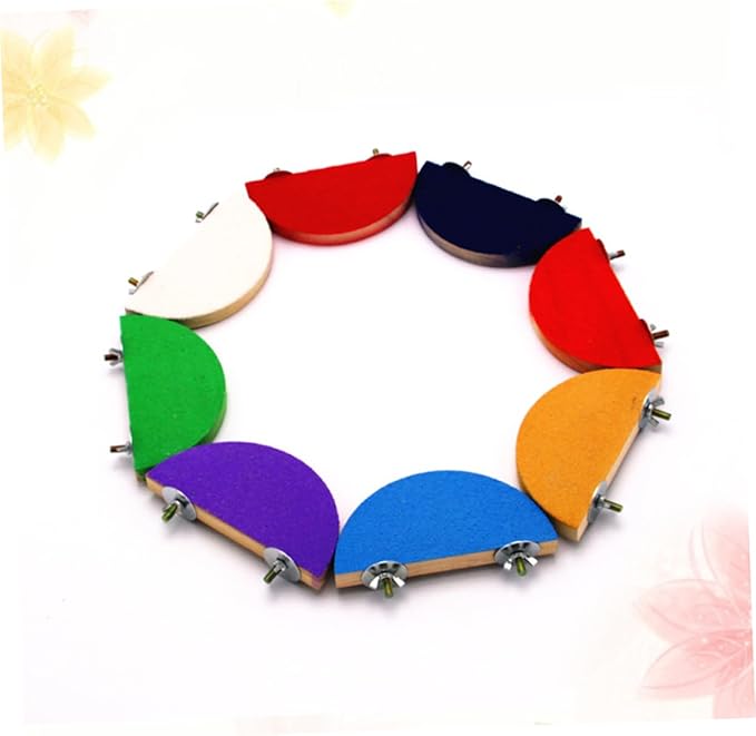 BESPORTBLE 2pcs Semicircle Frosted Wood Parrot Stand Small Animal Platform for Hamsters Gerbils and Birds Easy to Install Random Colors Paw Grinding and Play Area