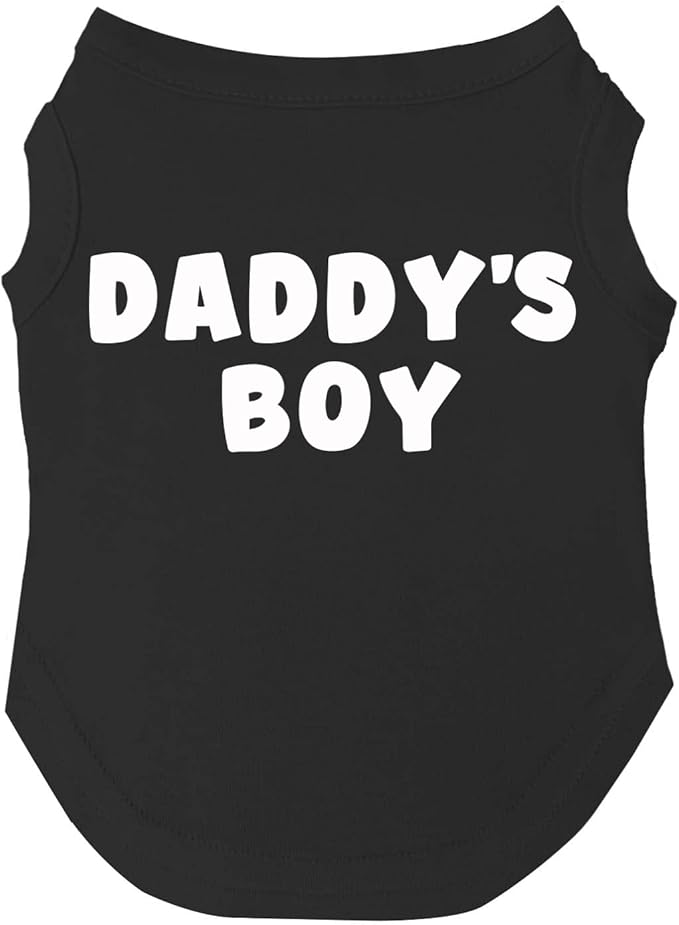 Daddy's Boy Father's Day Dog Tee Shirt | Sleeveless | Sizes for Puppies, Toys and Large Breeds (Black, X-Large 943)